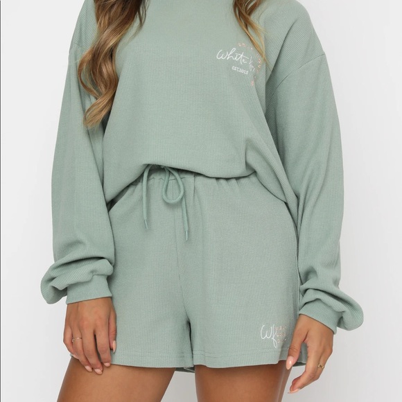 Self Love Club Relaxed Waffle Shorts Sage